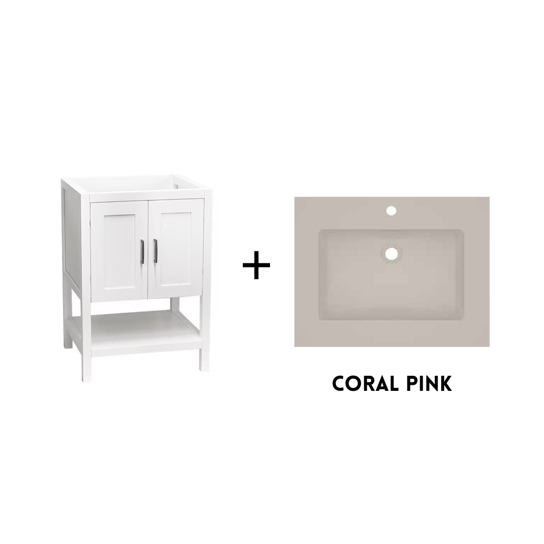 Monterey 24" Freestanding Bathroom Vanity with Solid Surface Integrated Sink Top