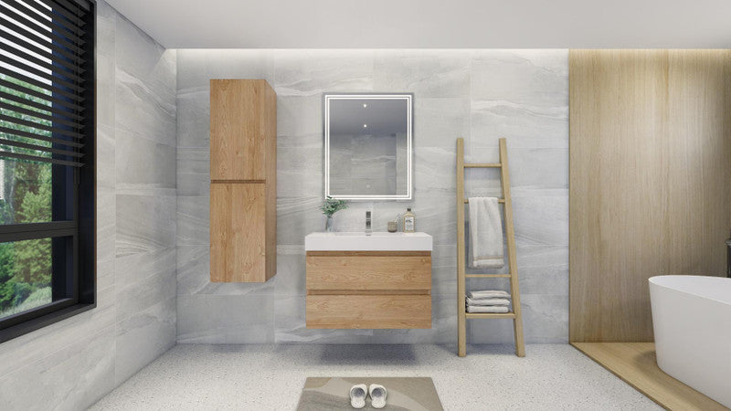 Fortune 36" Wall Mounted Bathroom Vanity with Reinforced Acrylic Integrated Sink Top