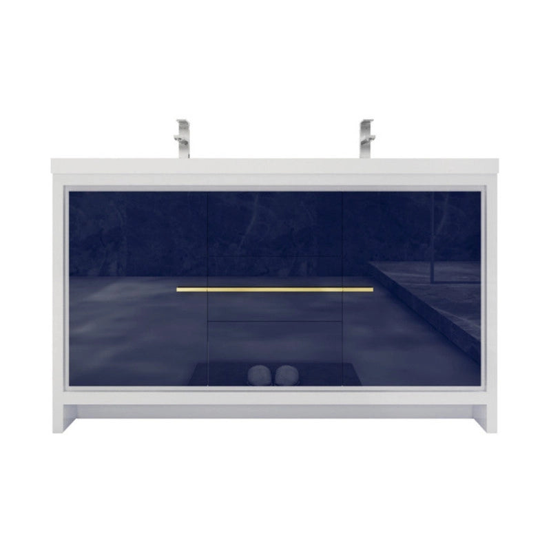 Dolce 60" Freestanding Bathroom Vanity with Reinforced Acrylic Integrated Sink Top