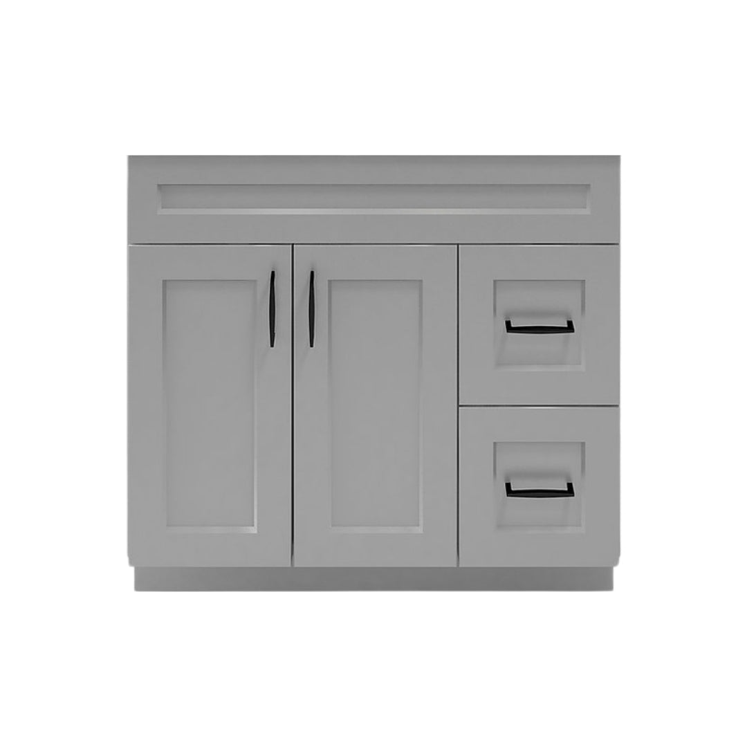 RTA Light Grey Shaker 36" Freestanding Bathroom Vanity Combo Base with Optional Quartz or Ceramic Countertop