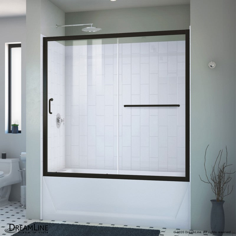 Infinity-Z Semi-Frameless Single Sliding Tub Door Kit with Diamond Style Wall