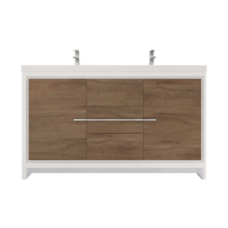 Dolce 60" Freestanding Bathroom Vanity with Reinforced Acrylic Integrated Sink Top