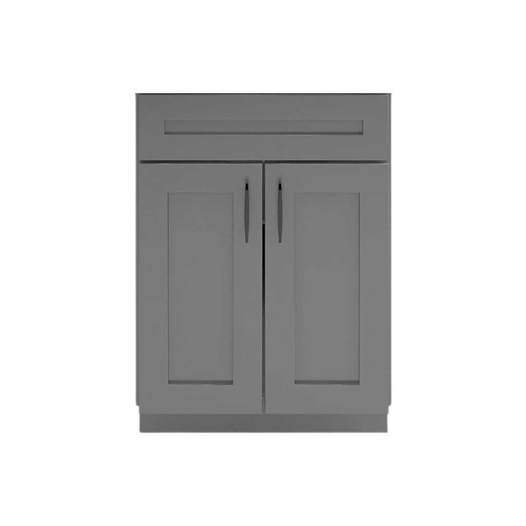RTA Dark Grey Shaker 24" Freestanding Bathroom Vanity Sink Base with Optional Quartz or Ceramic Countertop