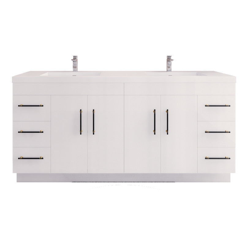 Elsa 72" Freestanding Bathroom Vanity with Reinforced Acrylic Integrated Sink Top