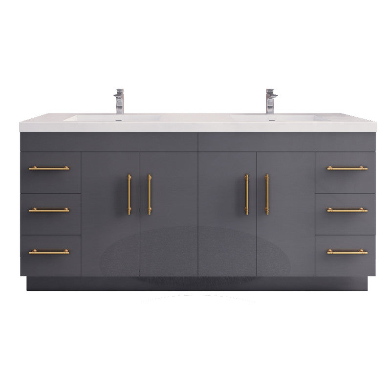 Elsa 72" Freestanding Bathroom Vanity with Reinforced Acrylic Integrated Sink Top