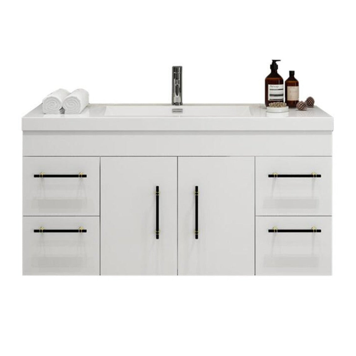 Elsa 48" Wall Mounted Bathroom Vanity with Reinforced Acrylic Integrated Sink Top