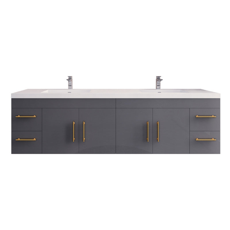 Elsa 84" Wall Mounted Bathroom Vanity with Reinforced Acrylic Integrated Sink Top