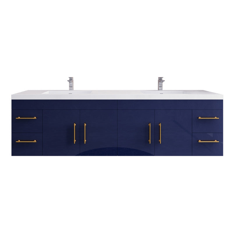 Elsa 84" Wall Mounted Bathroom Vanity with Reinforced Acrylic Integrated Sink Top