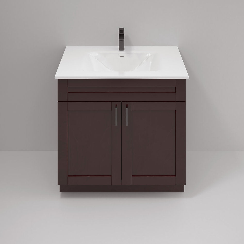 RTA Espresso Shaker 36" Freestanding Bathroom Vanity Sink Base with Optional Quartz or Ceramic Countertop
