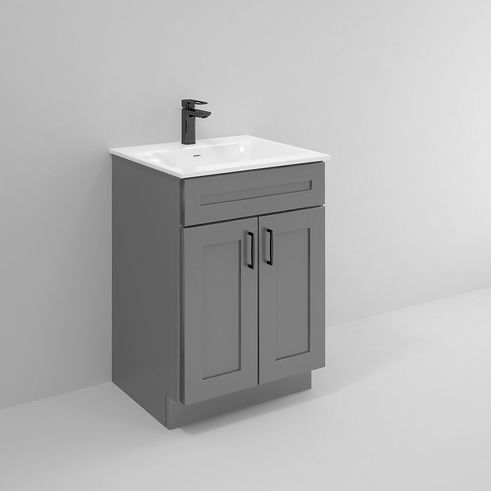 RTA Dark Grey Shaker 24" Freestanding Bathroom Vanity Sink Base with Optional Quartz or Ceramic Countertop