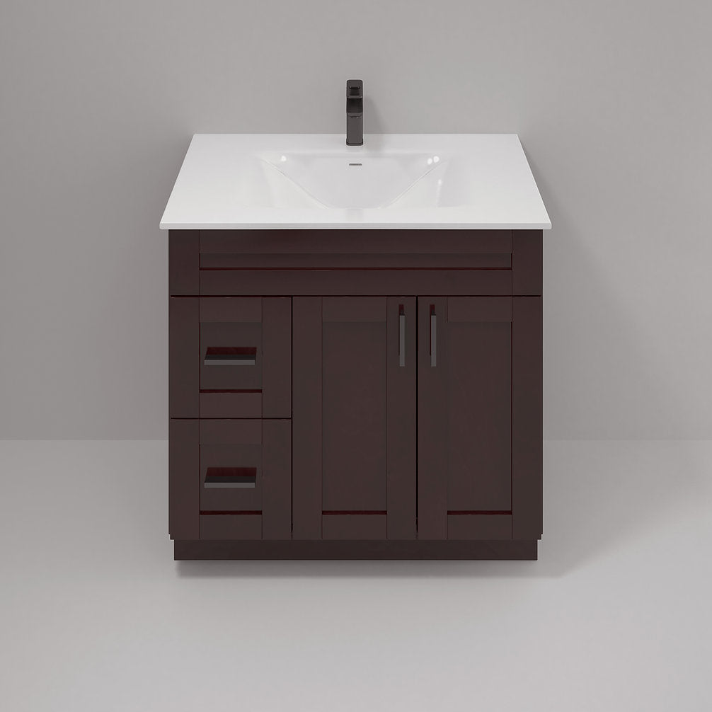 RTA Espresso Shaker 36" Freestanding Bathroom Vanity Combo Base with Optional Quartz or Ceramic Countertop