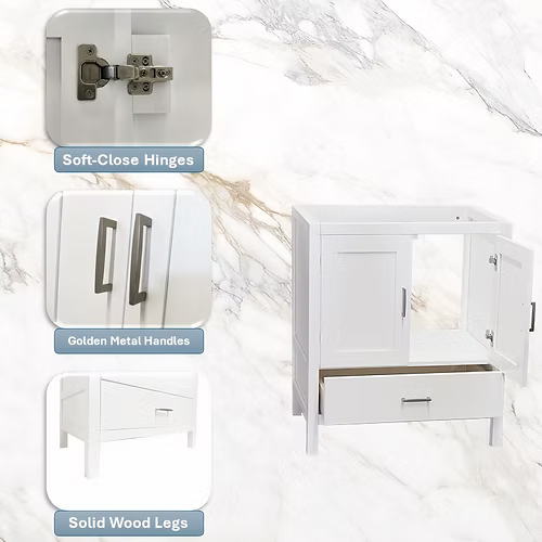 Catalina 30" Freestanding Bathroom Vanity with Solid Surface Integrated Sink Top