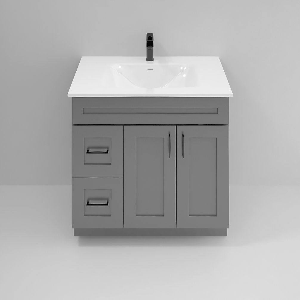RTA Dark Grey Shaker 36" Freestanding Bathroom Vanity Combo Base with Optional Quartz or Ceramic Countertop