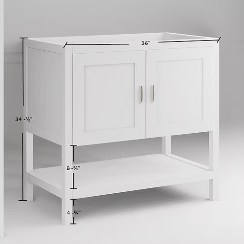 Monterey 36" Freestanding Bathroom Vanity with Solid Surface Integrated Sink Top