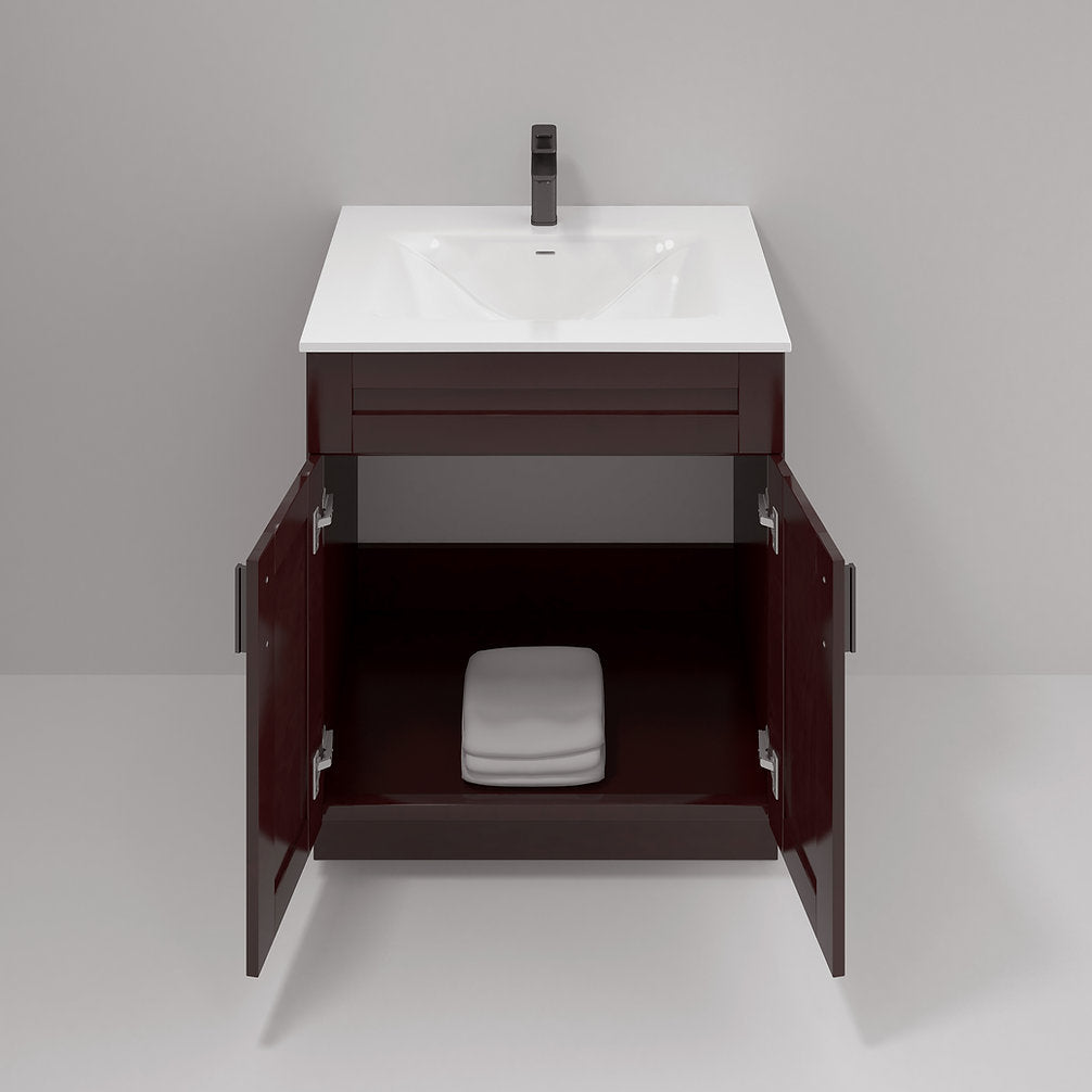 RTA Espresso Shaker 30" Freestanding Bathroom Vanity Sink Base with Optional Quartz or Ceramic Countertop