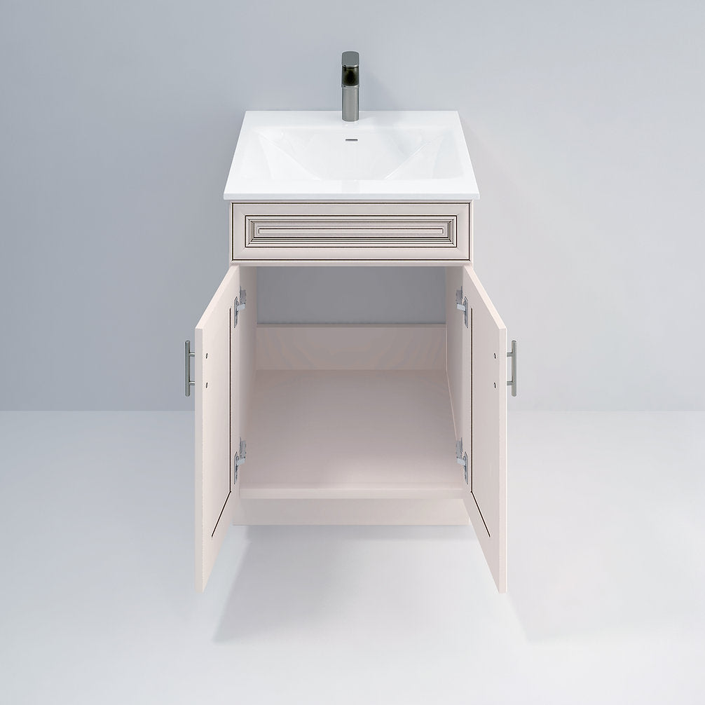 RTA Antique White Raised Panel 24" Freestanding Bathroom Vanity Sink Base with Optional Quartz or Ceramic Countertop