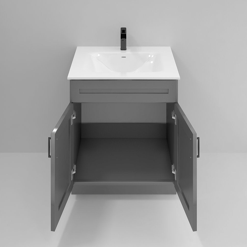 RTA Dark Grey Shaker 30" Freestanding Bathroom Vanity Sink Base with Optional Quartz or Ceramic Countertop