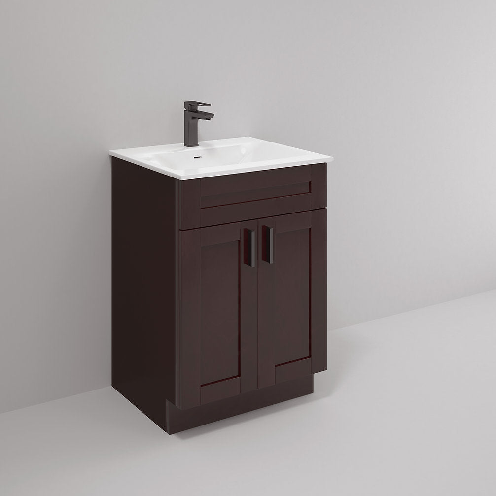 RTA Espresso Shaker 24" Freestanding Bathroom Vanity Sink Base with Optional Quartz or Ceramic Countertop