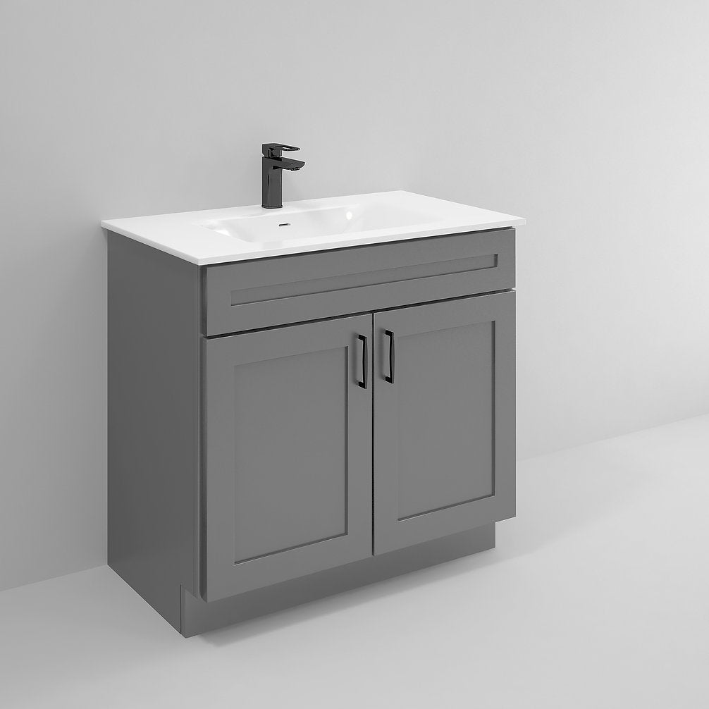 RTA Dark Grey Shaker 36" Freestanding Bathroom Vanity Sink Base with Optional Quartz or Ceramic Countertop