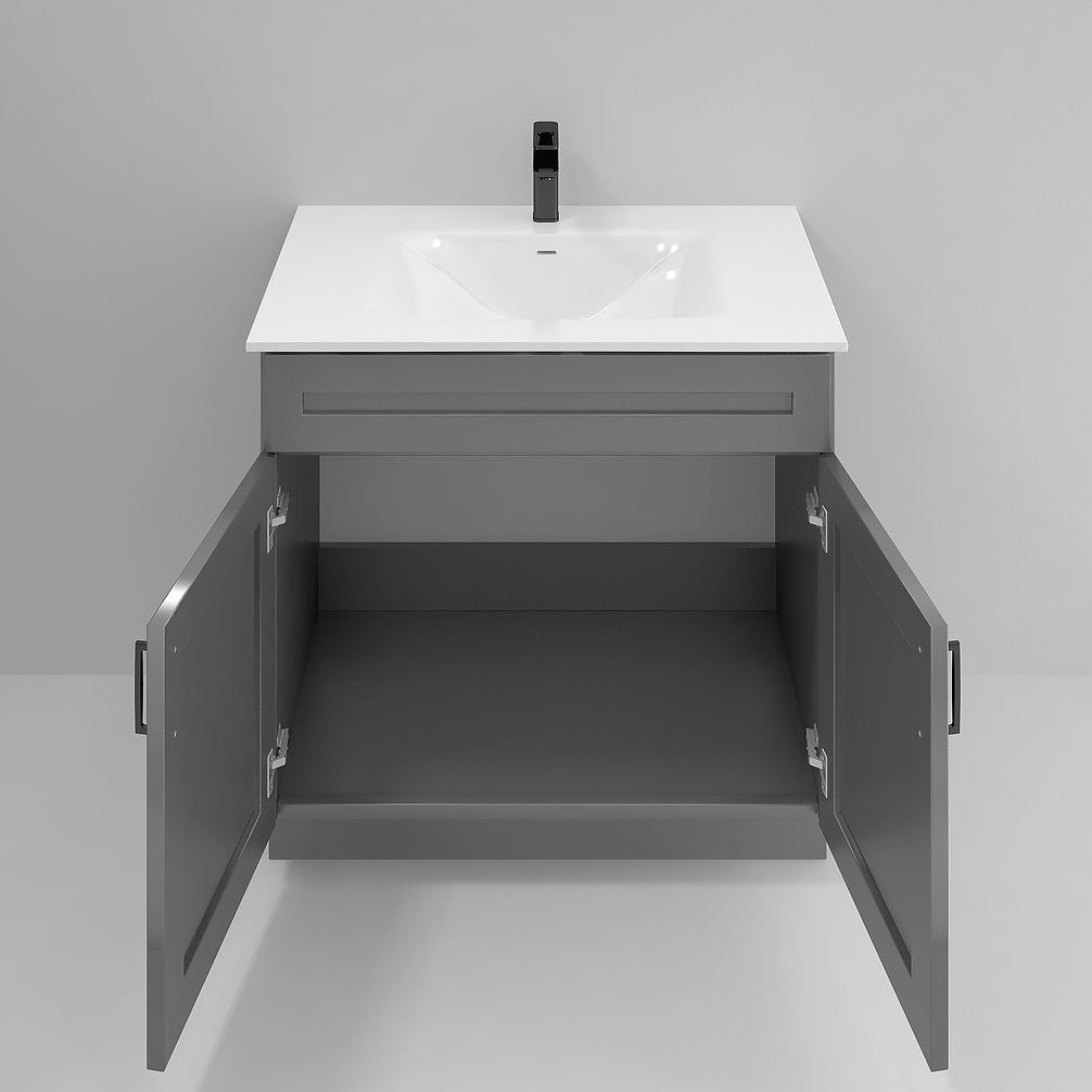 RTA Dark Grey Shaker 36" Freestanding Bathroom Vanity Sink Base with Optional Quartz or Ceramic Countertop