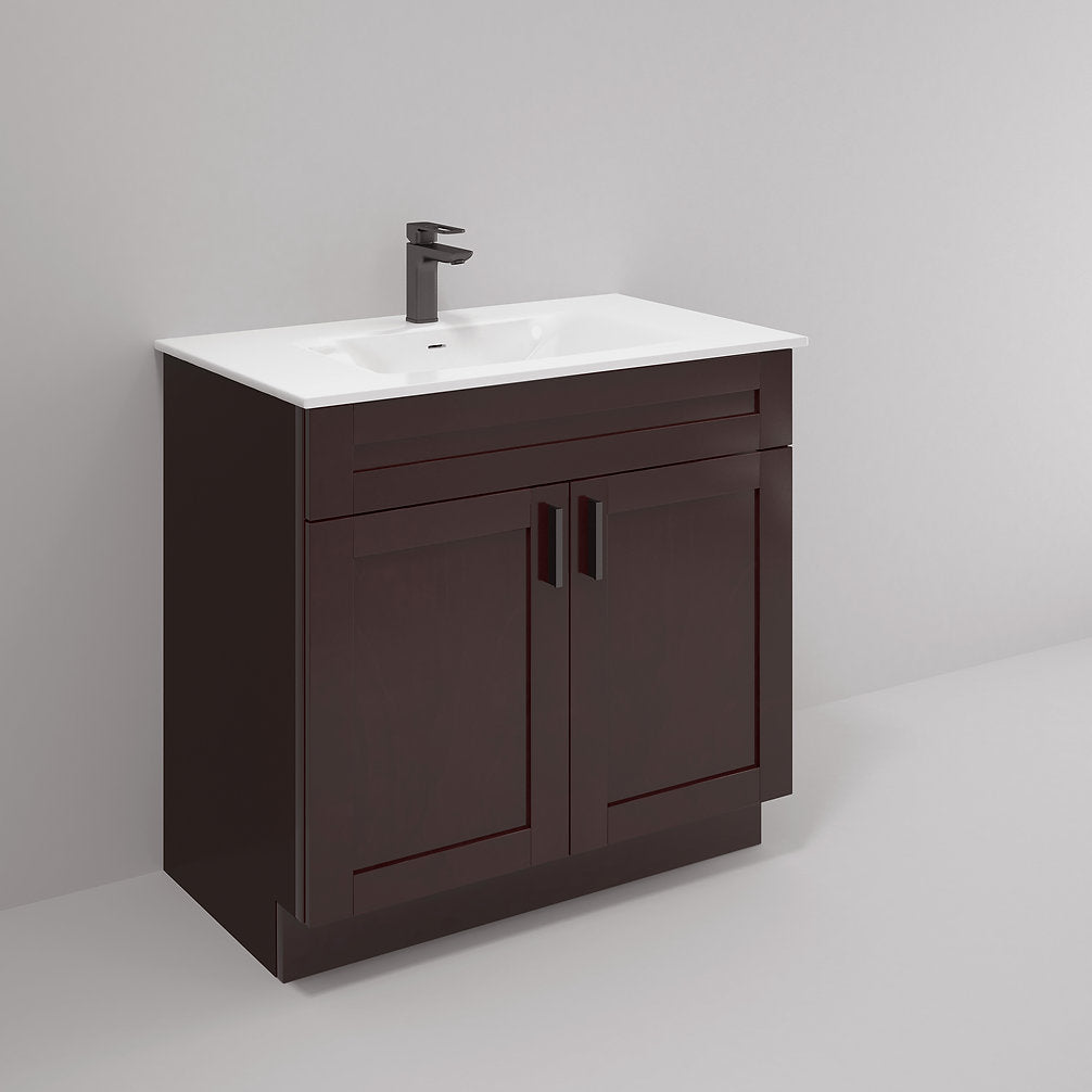 RTA Espresso Shaker 36" Freestanding Bathroom Vanity Sink Base with Optional Quartz or Ceramic Countertop