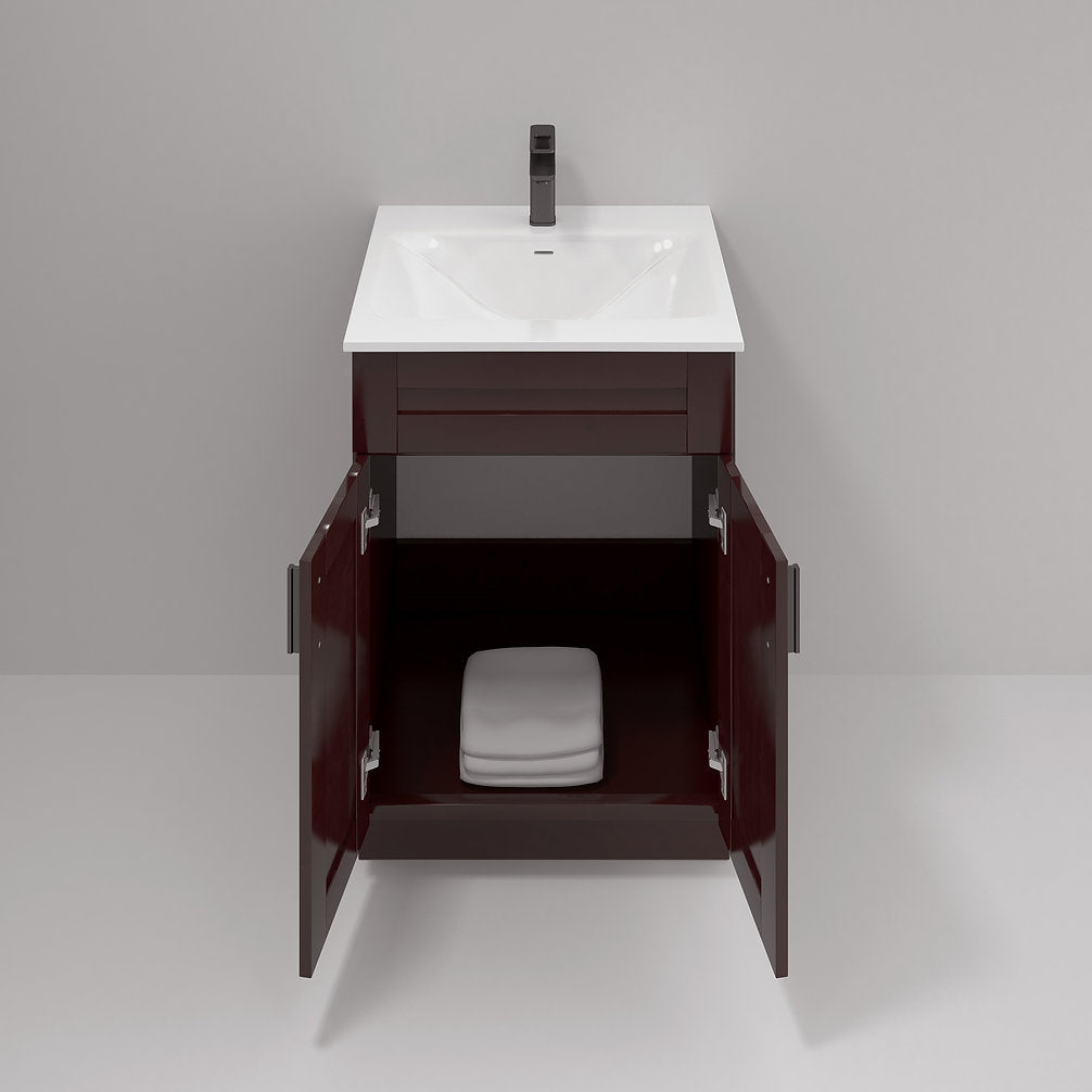 RTA Espresso Shaker 24" Freestanding Bathroom Vanity Sink Base with Optional Quartz or Ceramic Countertop