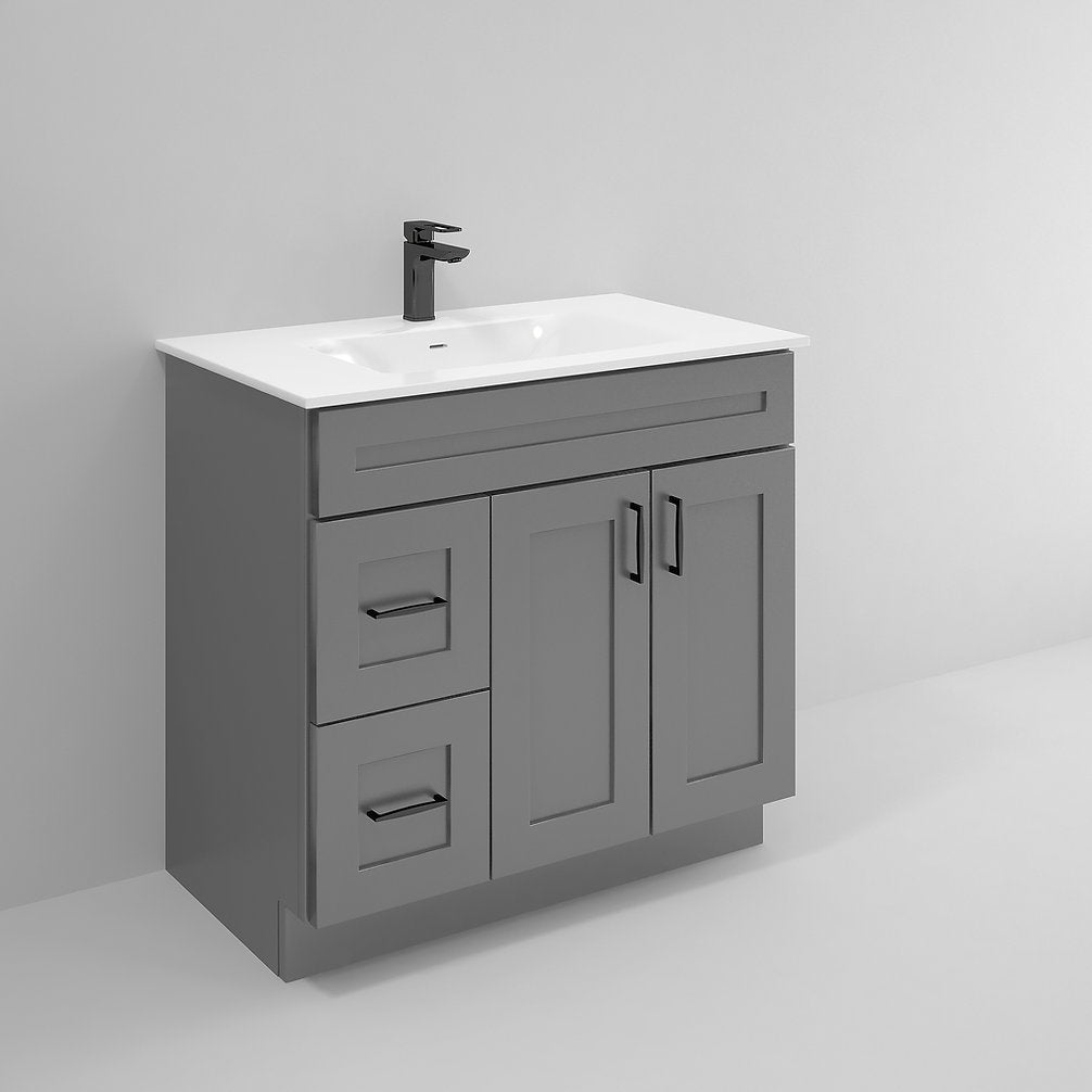 RTA Dark Grey Shaker 36" Freestanding Bathroom Vanity Combo Base with Optional Quartz or Ceramic Countertop