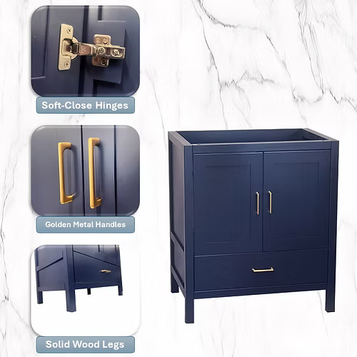 Catalina 30" Freestanding Bathroom Vanity with Solid Surface Integrated Sink Top