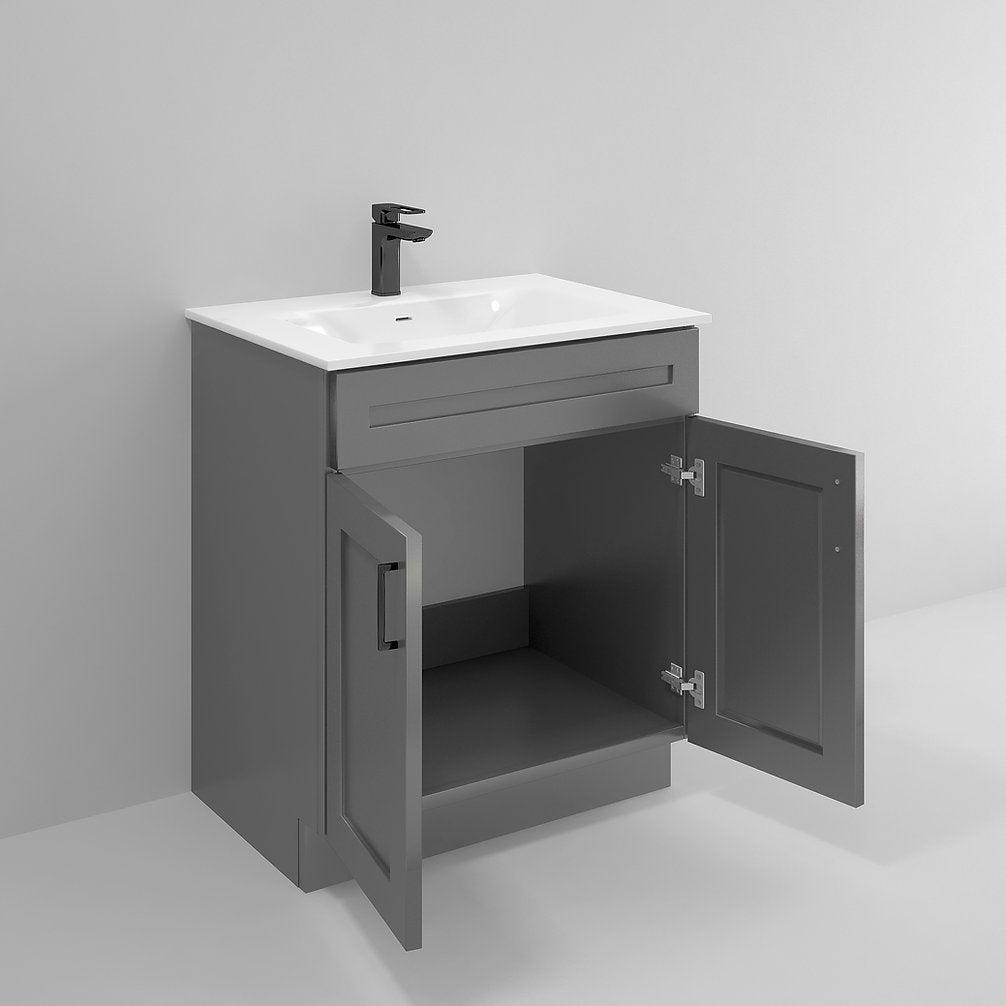 RTA Dark Grey Shaker 30" Freestanding Bathroom Vanity Sink Base with Optional Quartz or Ceramic Countertop