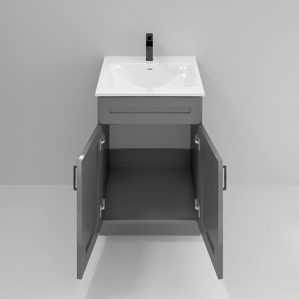 RTA Dark Grey Shaker 24" Freestanding Bathroom Vanity Sink Base with Optional Quartz or Ceramic Countertop