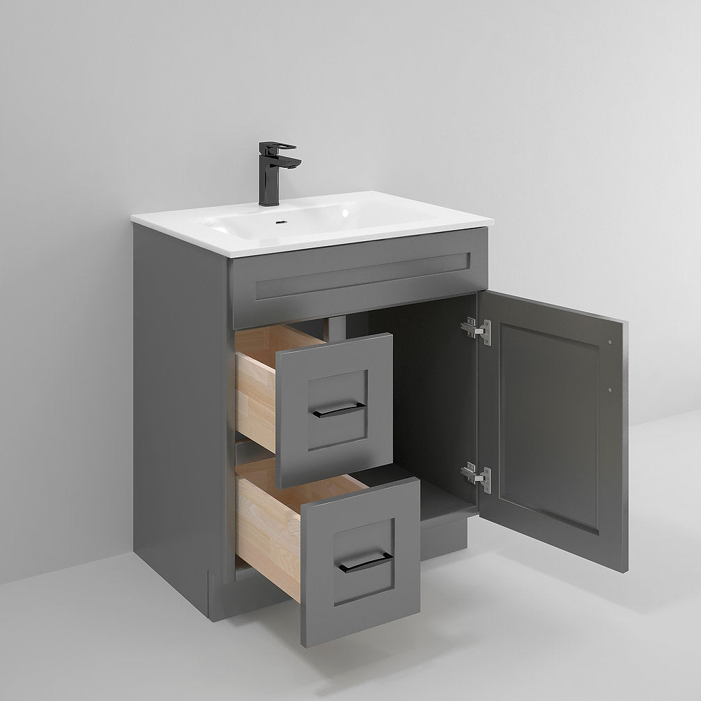 RTA Dark Grey Shaker 30" Freestanding Bathroom Vanity Combo Base with Optional Quartz or Ceramic Countertop