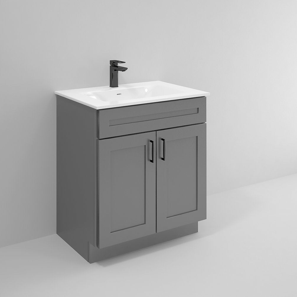 RTA Dark Grey Shaker 30" Freestanding Bathroom Vanity Sink Base with Optional Quartz or Ceramic Countertop