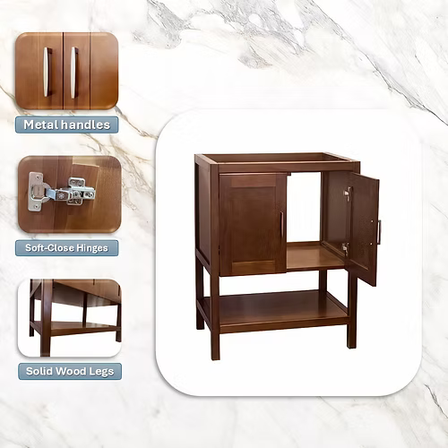 Monterey 30" Freestanding Bathroom Vanity with Solid Surface Integrated Sink Top
