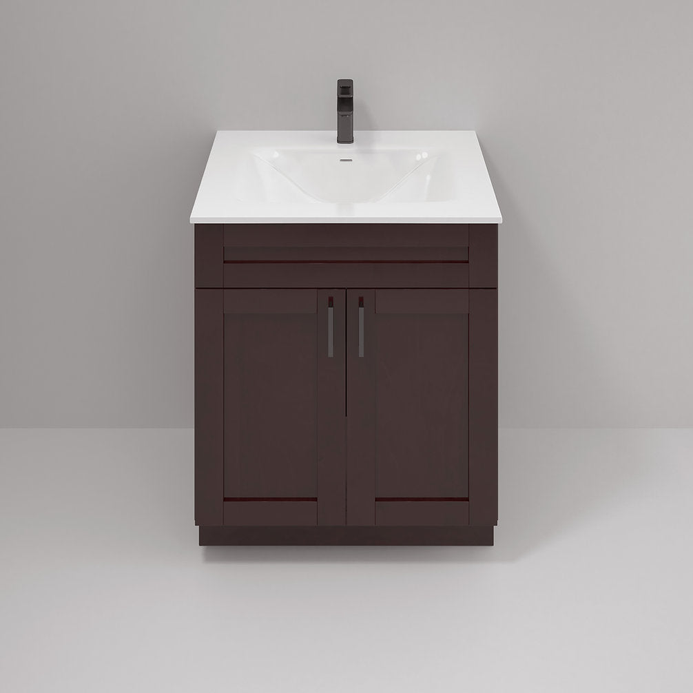 RTA Espresso Shaker 30" Freestanding Bathroom Vanity Sink Base with Optional Quartz or Ceramic Countertop