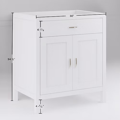 Newport 30" Freestanding Bathroom Vanity with Solid Surface Integrated Sink Top
