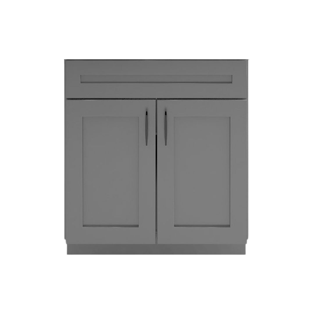 RTA Dark Grey Shaker 30" Freestanding Bathroom Vanity Sink Base with Optional Quartz or Ceramic Countertop