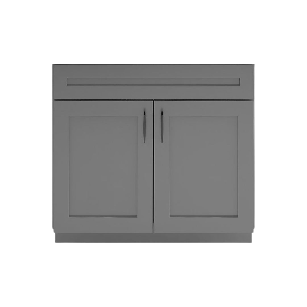 RTA Dark Grey Shaker 36" Freestanding Bathroom Vanity Sink Base with Optional Quartz or Ceramic Countertop