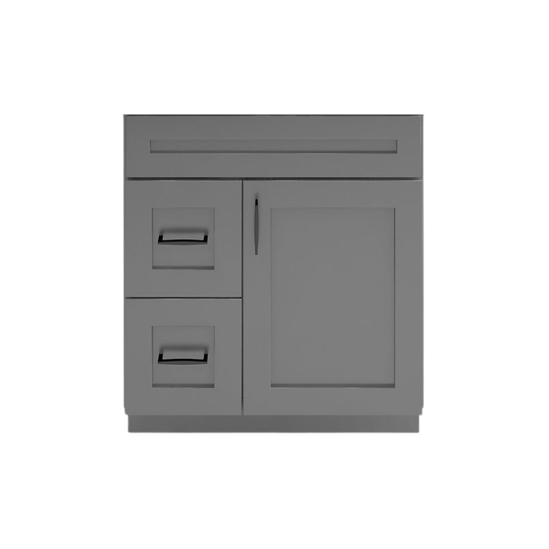 RTA Dark Grey Shaker 30" Freestanding Bathroom Vanity Combo Base with Optional Quartz or Ceramic Countertop