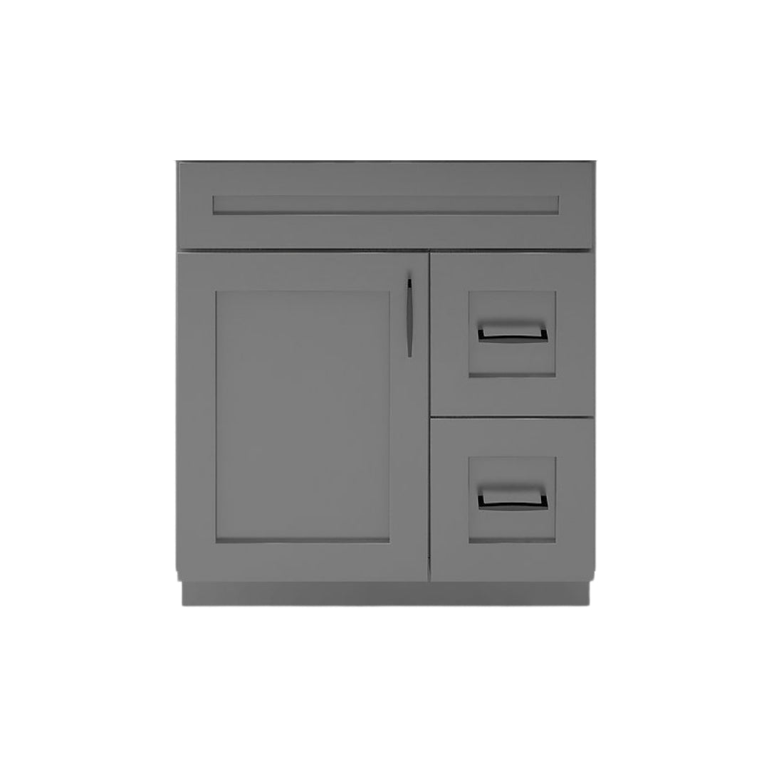RTA Dark Grey Shaker 30" Freestanding Bathroom Vanity Combo Base with Optional Quartz or Ceramic Countertop