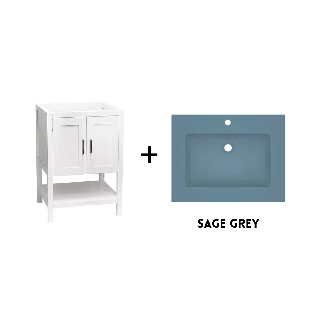 Monterey 24" Freestanding Bathroom Vanity with Solid Surface Integrated Sink Top