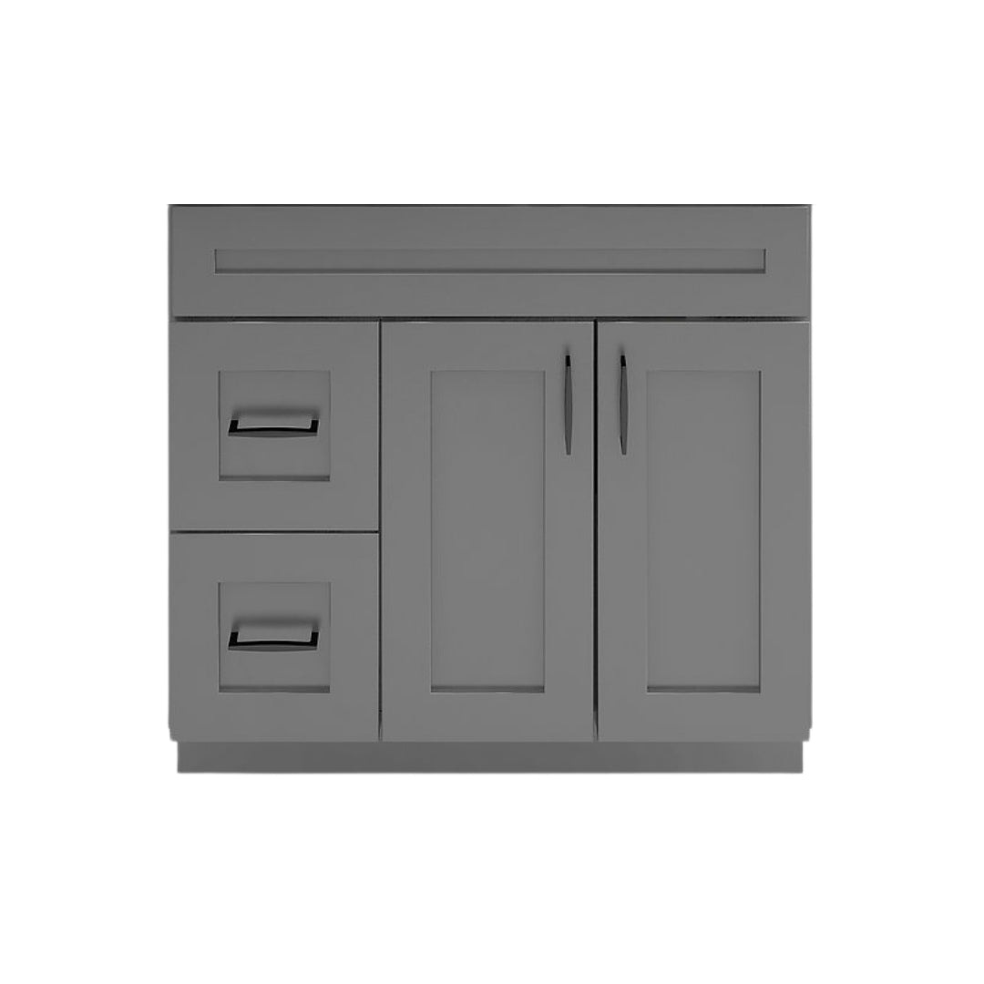 RTA Dark Grey Shaker 36" Freestanding Bathroom Vanity Combo Base with Optional Quartz or Ceramic Countertop