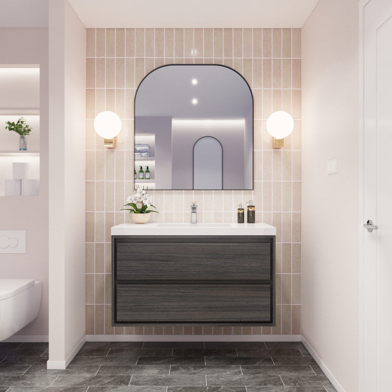 Sage 42" Wall Mounted Bathroom Vanity with Reinforced Acrylic Integrated Sink Top