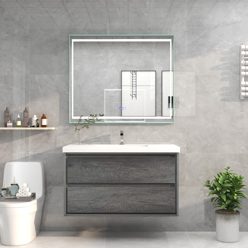 Sage 42" Wall Mounted Bathroom Vanity with Reinforced Acrylic Integrated Sink Top