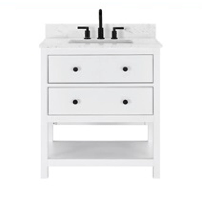 Lorenzo 30" Freestanding Bathroom Vanity with Engineered Stone Top and Vitreous China Undermount Sink