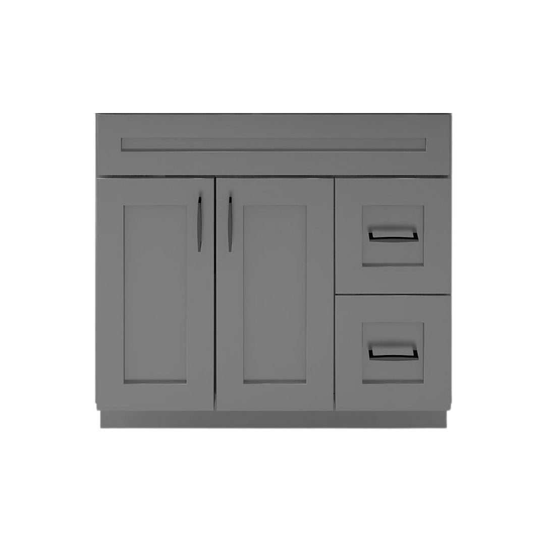 RTA Dark Grey Shaker 36" Freestanding Bathroom Vanity Combo Base with Optional Quartz or Ceramic Countertop