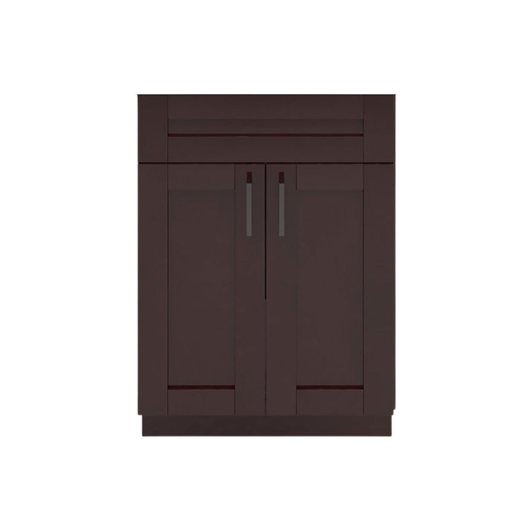 RTA Espresso Shaker 24" Freestanding Bathroom Vanity Sink Base with Optional Quartz or Ceramic Countertop