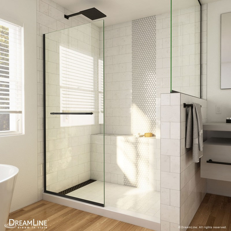 Linea Frameless Stationary Shower Panel with Towel Bar