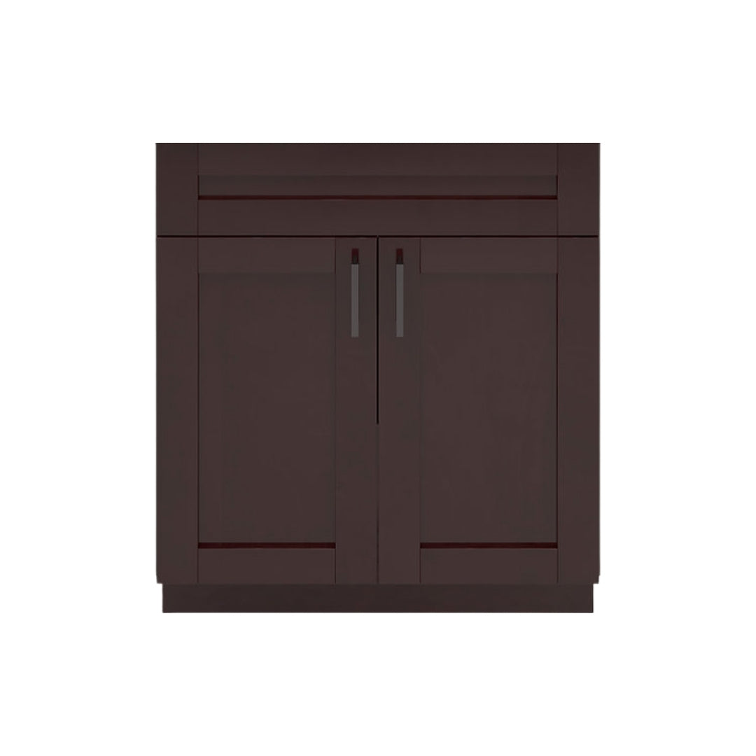 RTA Espresso Shaker 30" Freestanding Bathroom Vanity Sink Base with Optional Quartz or Ceramic Countertop