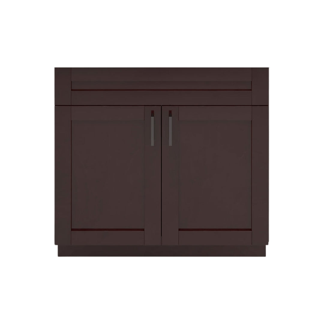 RTA Espresso Shaker 36" Freestanding Bathroom Vanity Sink Base with Optional Quartz or Ceramic Countertop