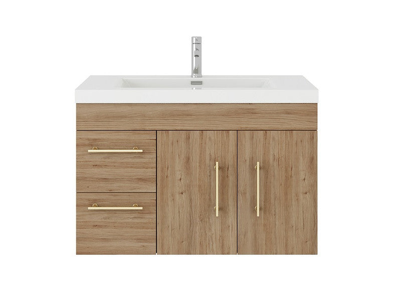 Elsa 36" Wall Mounted Bathroom Vanity with Reinforced Acrylic Integrated Sink Top